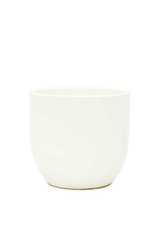 Rounded Ceramic Planter, White 7" Wide