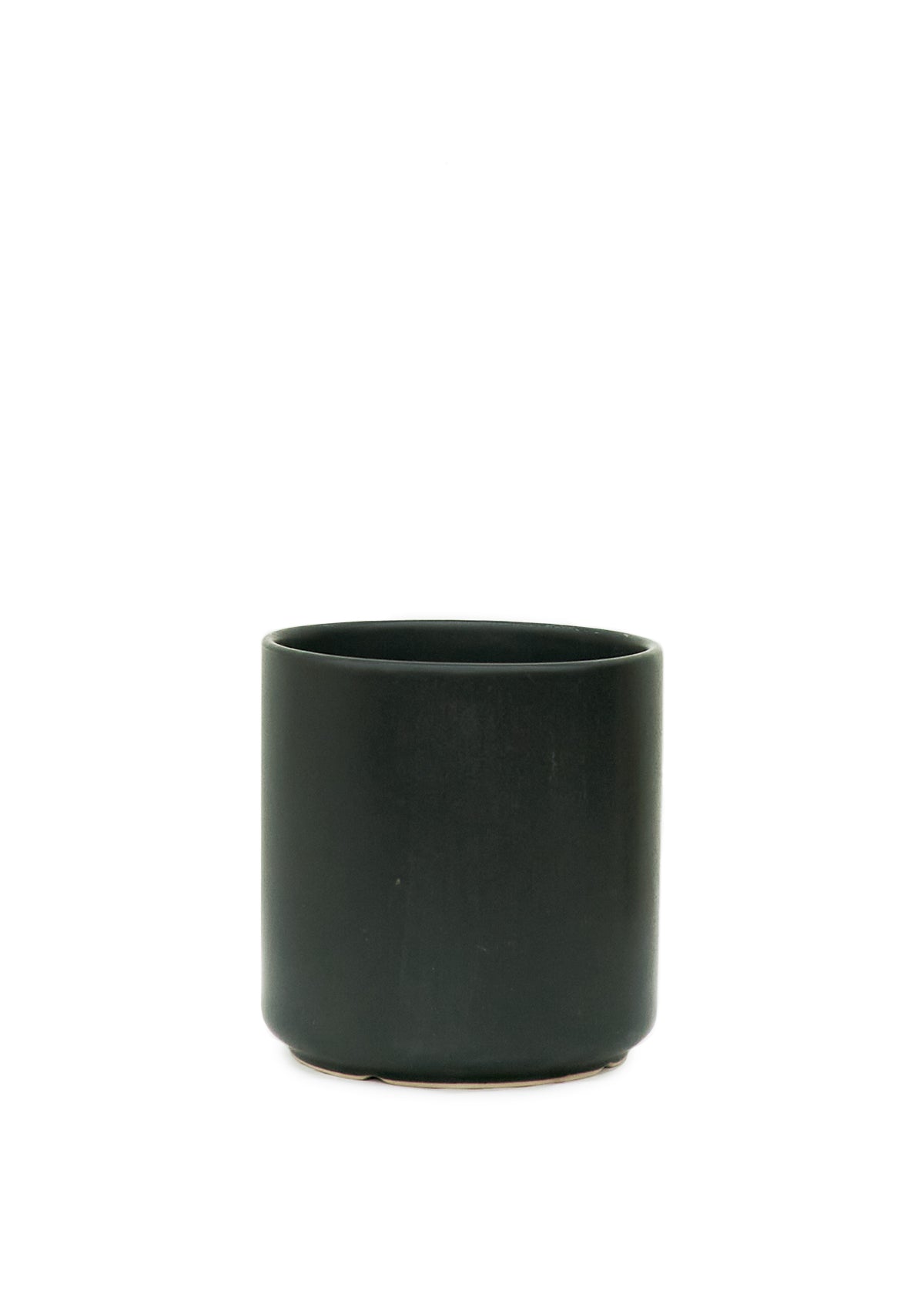 Cylindrical Ceramic Planter, Black 5" Wide